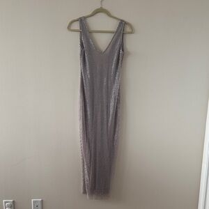 SLA the Label Silver Sheer maxi dress